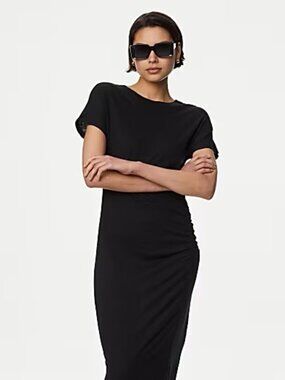 New Jersey Ruched Midi Column Dress
